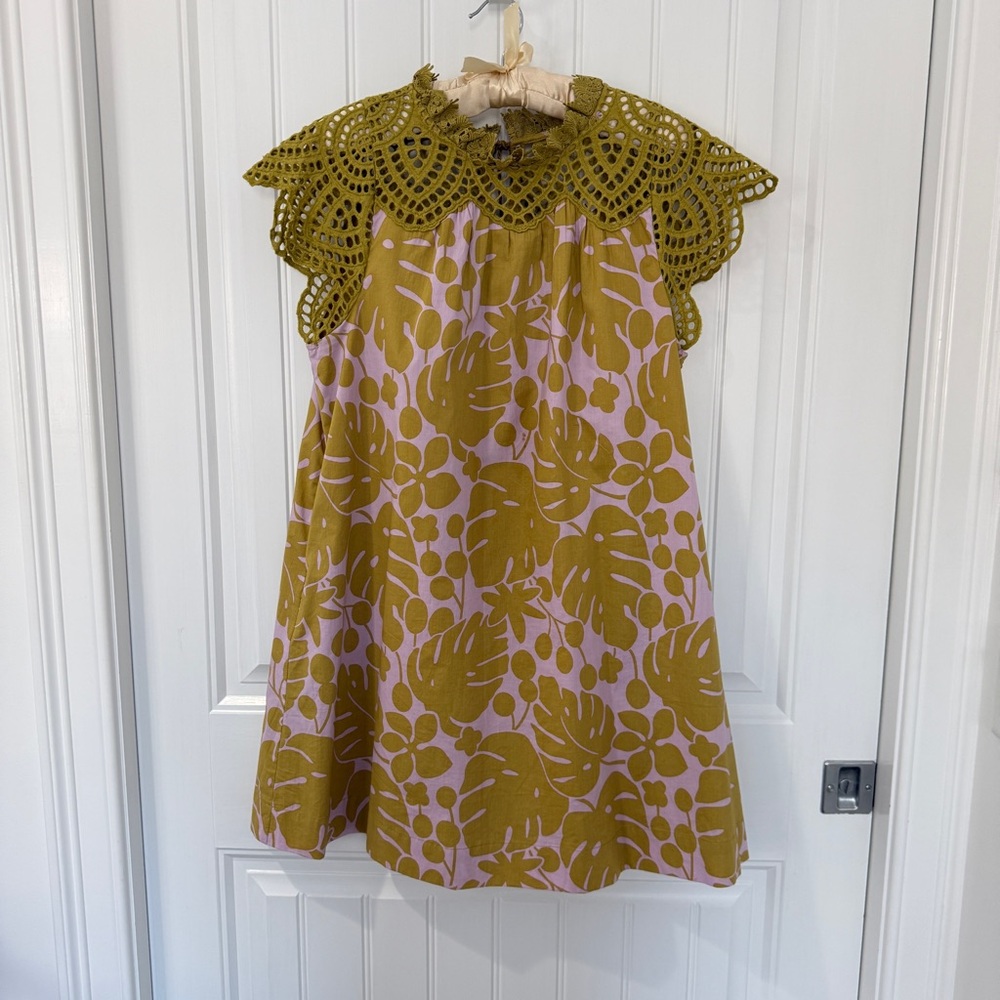 THML Mustard Crochet Detail Top